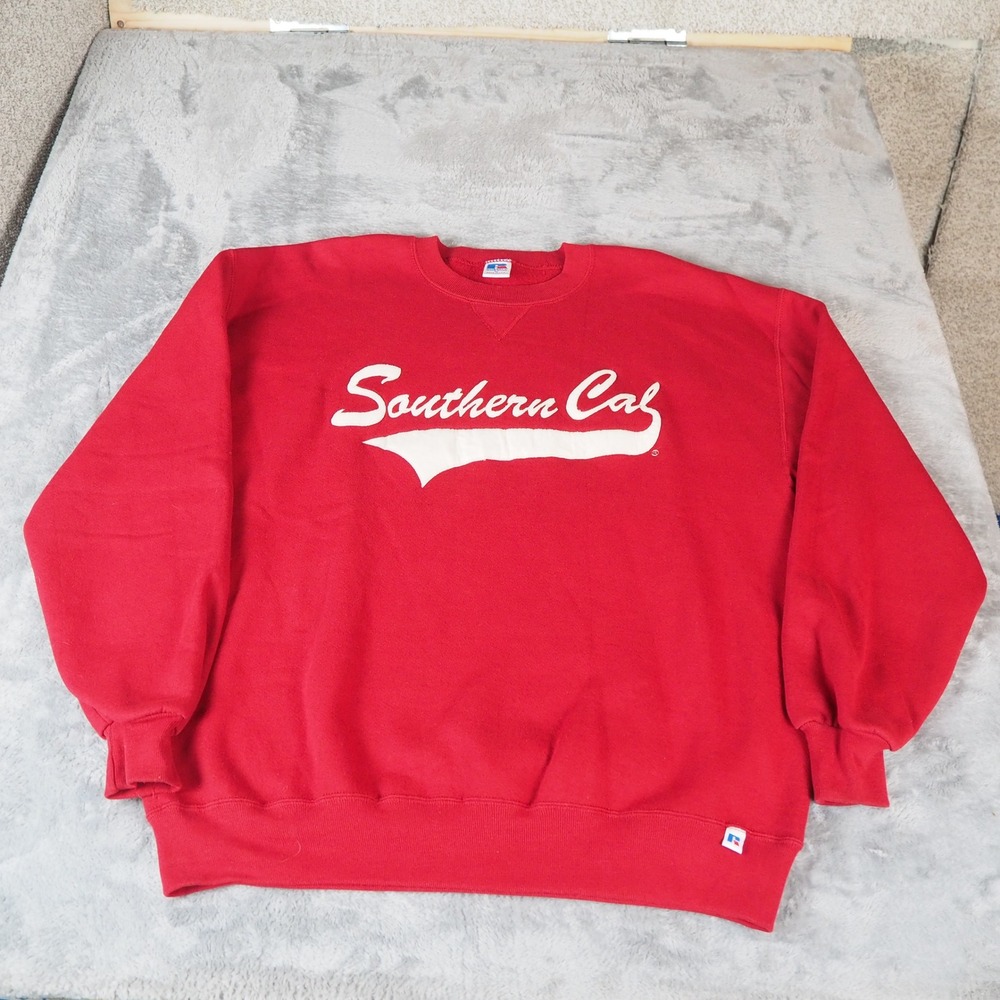 Vintage Russell Athletic Sweatshirt Mens XL Red Southern Cal Crewneck USA Made